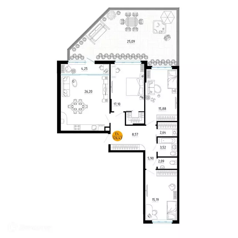 3-комнатная квартира: Рязань, улица Земнухова, 3 (126.43 м) - Фото 0