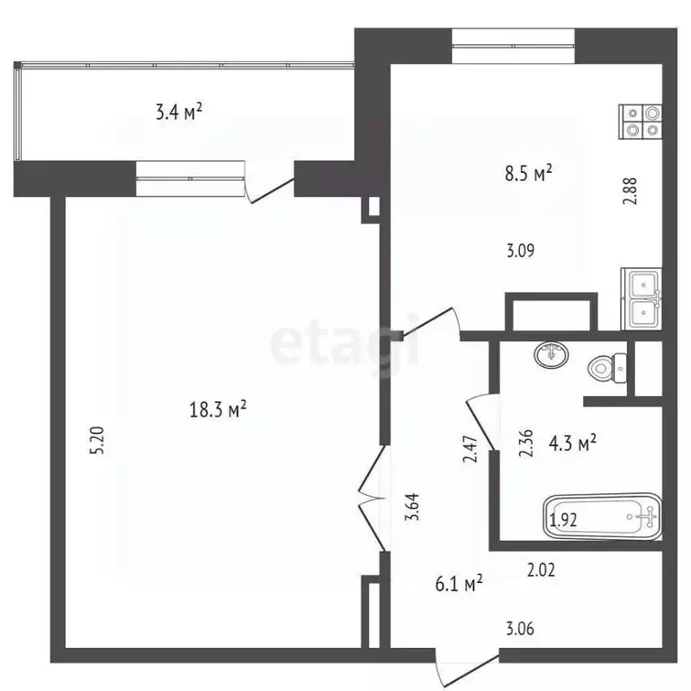 1-к кв. Тюменская область, Тюмень Магаданская ул., 13 (37.2 м) - Фото 0