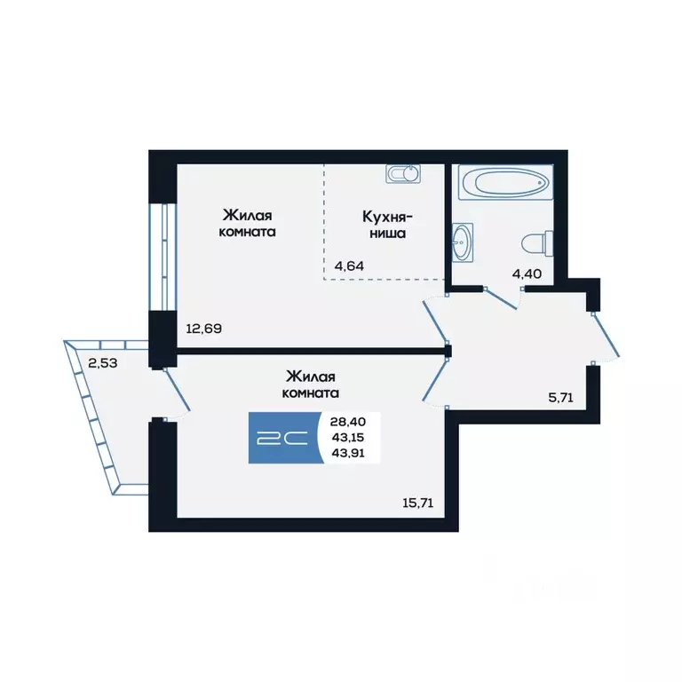 2-к кв. Новосибирская область, Новосибирск ул. Титова, 48 (43.91 м) - Фото 0