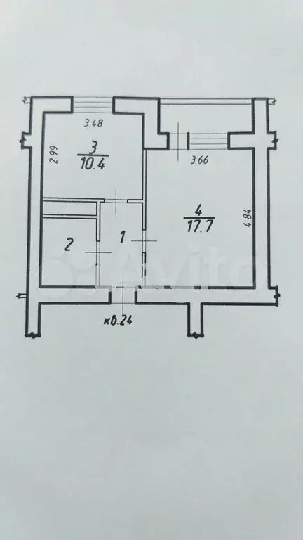 1-к. квартира, 38,3 м, 1/3 эт. - Фото 0