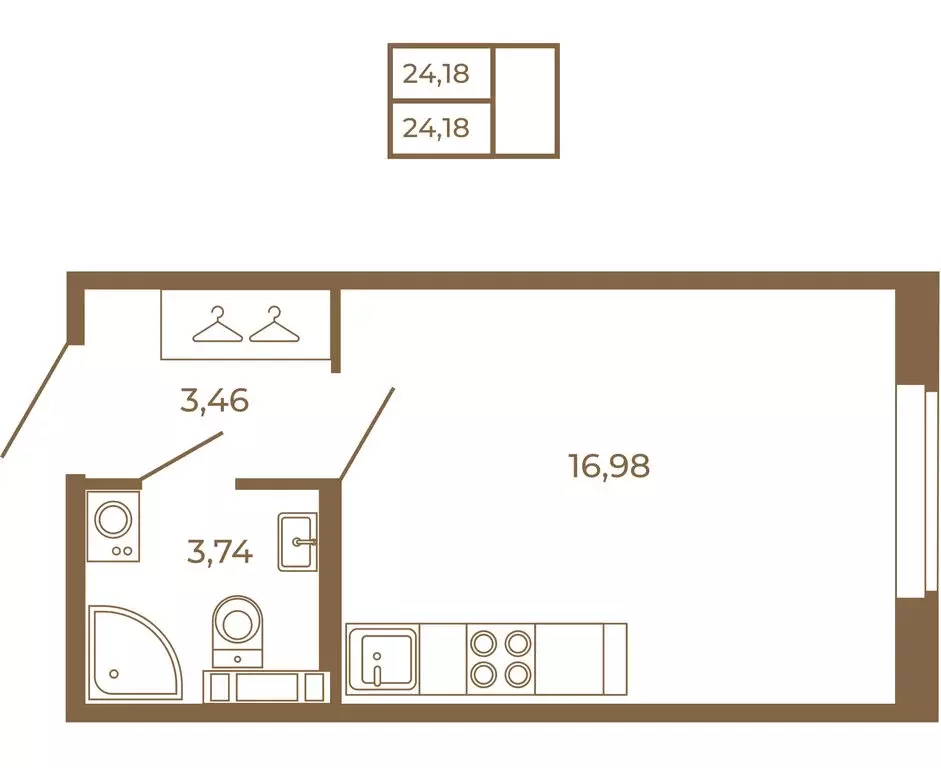 Квартира-студия: Сертолово, Златоглавая улица, 2к2 (24.18 м) - Фото 1