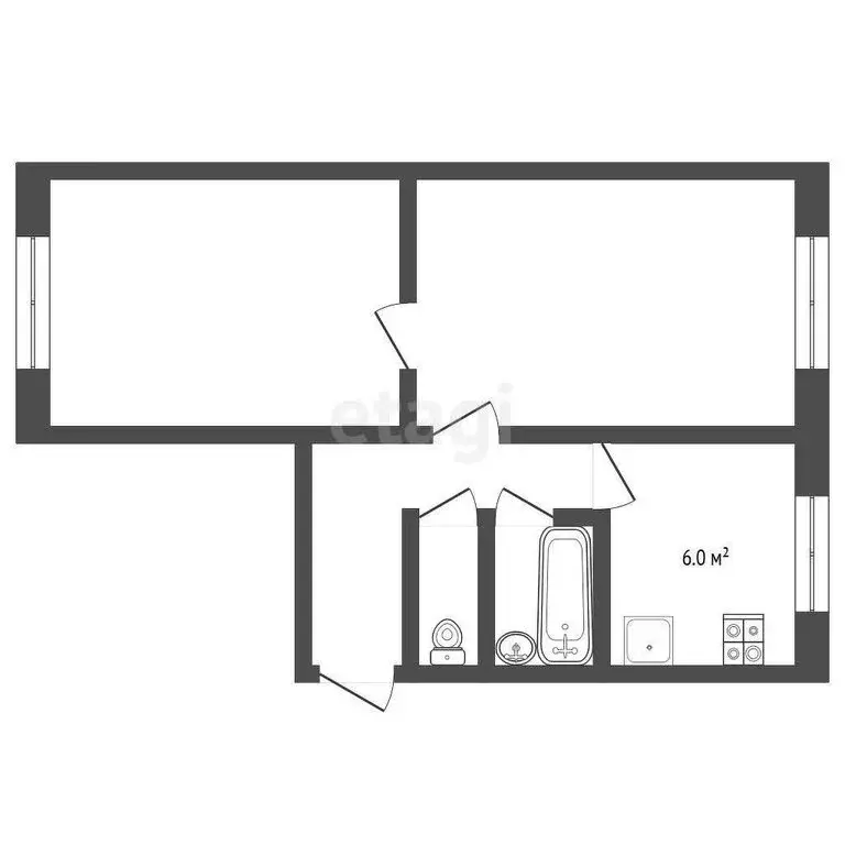2-комнатная квартира: Решетниково, Молодёжная улица, 9 (44 м) - Фото 0