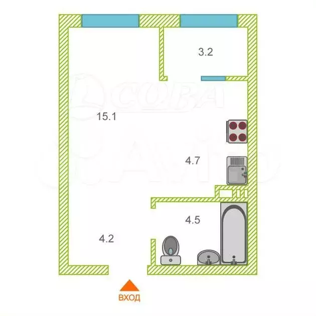 Квартира-студия, 28 м, 5/25 эт. - Фото 0