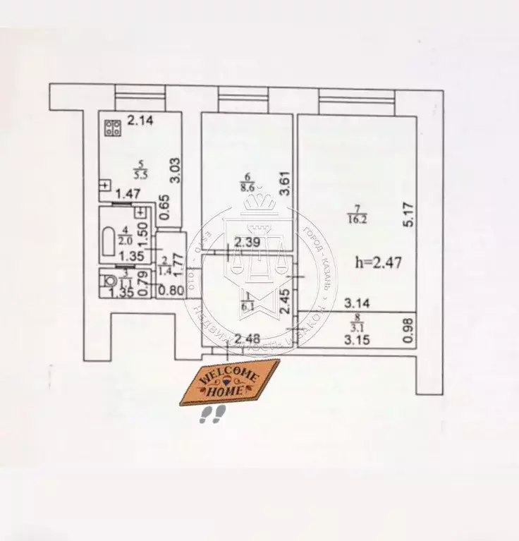 2-к кв. Татарстан, Казань Даурская ул., 20 (44.0 м) - Фото 1