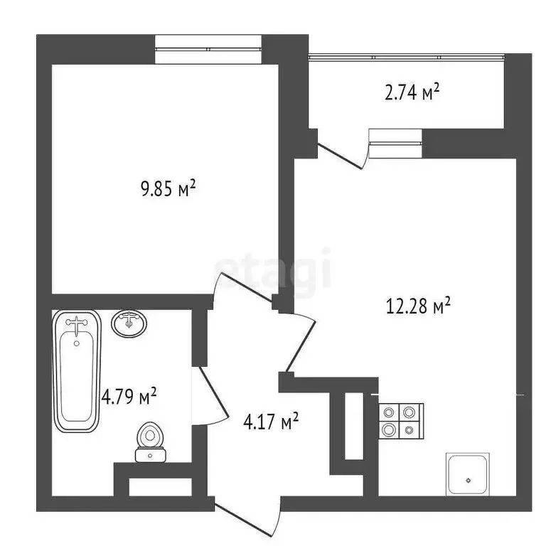 1-комнатная квартира: Тюмень, улица Фармана Салманова, 23 (32.41 м) - Фото 0