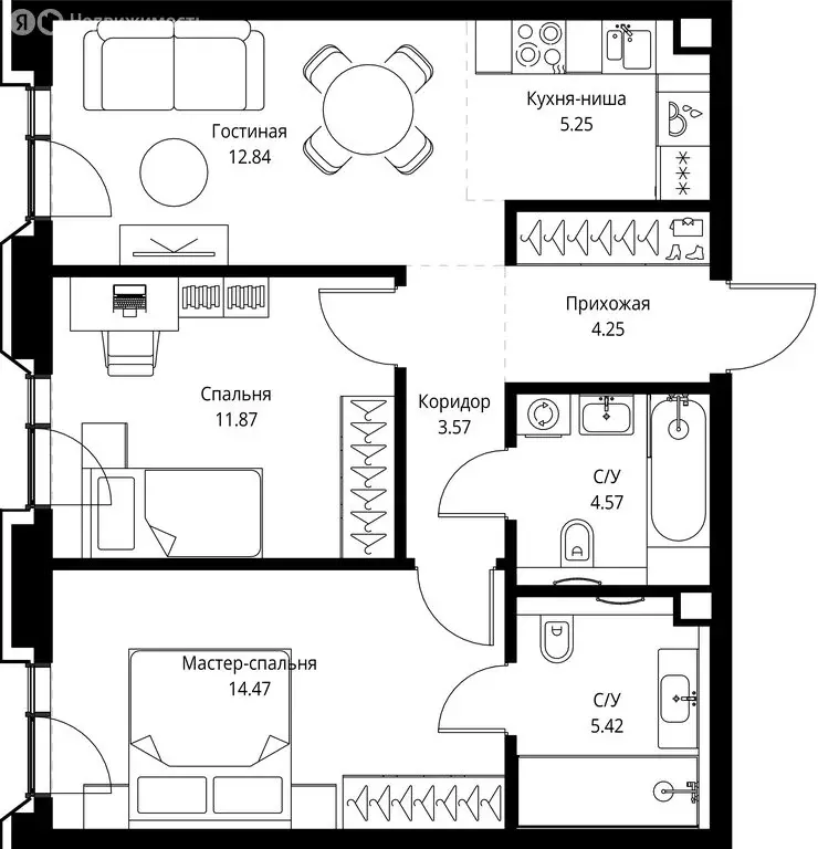 2-комнатная квартира: Москва, ЖК Мира (62.24 м) - Фото 2