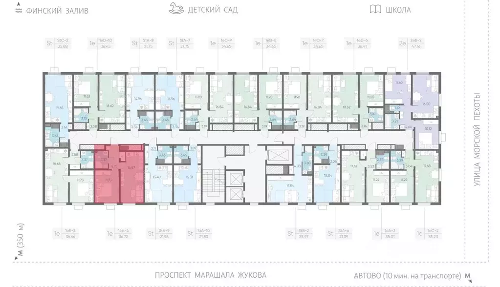 1-к кв. Санкт-Петербург Морская миля жилой комплекс (36.72 м) - Фото 2