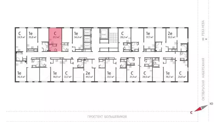 Квартира-студия, 21,1 м, 16/25 эт. - Фото 1