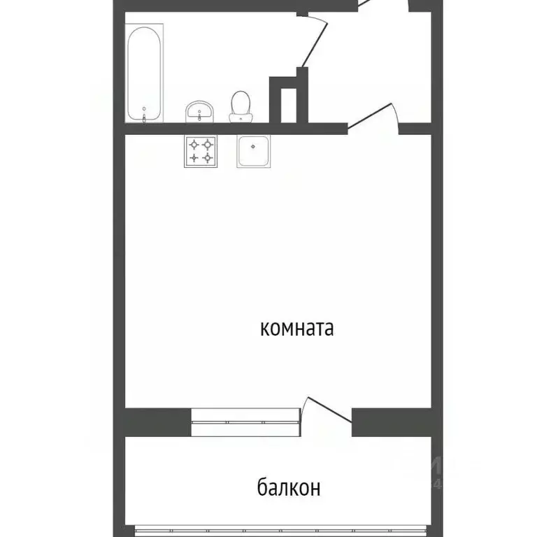 Студия Курганская область, Курган ул. 2-я Часовая, 54А (24.4 м) - Фото 2