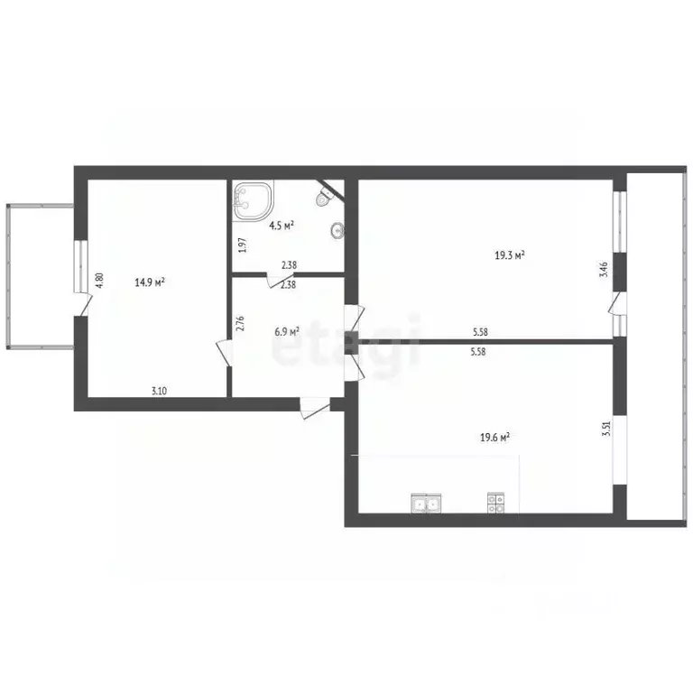 2-к кв. Севастополь ул. Вакуленчука, 53/14 (65.3 м) - Фото 2