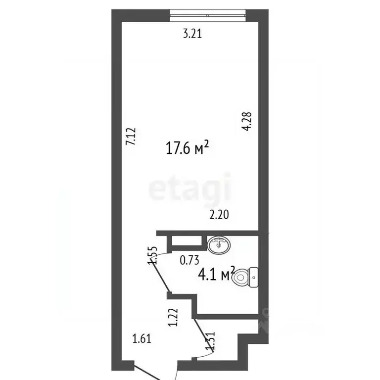 Студия Санкт-Петербург Херсонский проезд, 6 (21.7 м) - Фото 2
