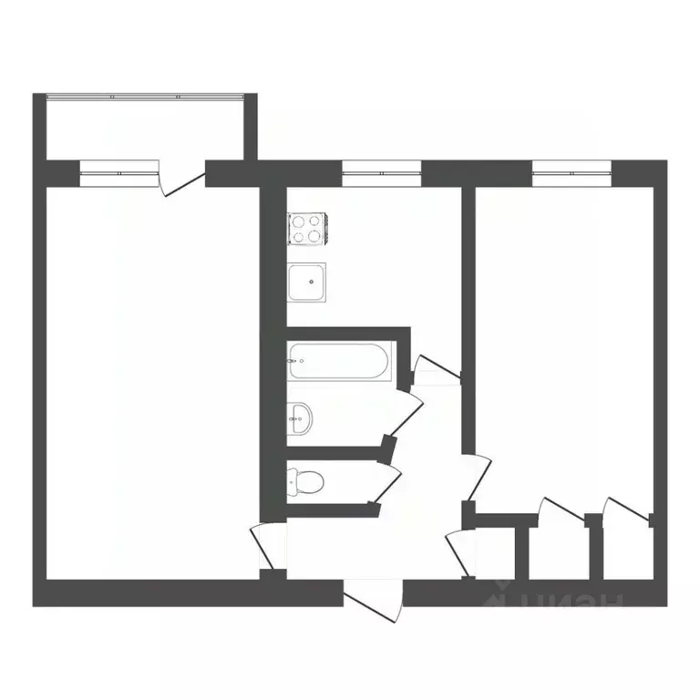 2-к кв. Тюменская область, Тюмень ул. Коммунаров, 7 (43.2 м) - Фото 1