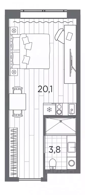 Студия Санкт-Петербург просп. Стачек, 62Е (23.9 м) - Фото 0