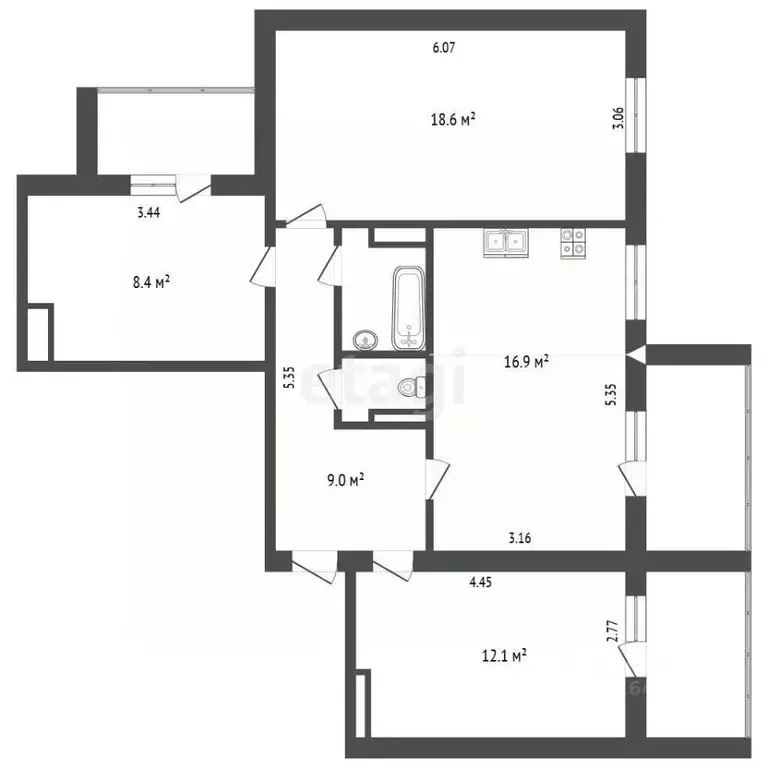 3-к кв. Крым, Щелкино Ленинский район, 60/2Б (68.5 м) - Фото 2