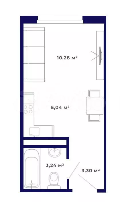 Квартира-студия, 21,9 м, 2/9 эт. - Фото 0