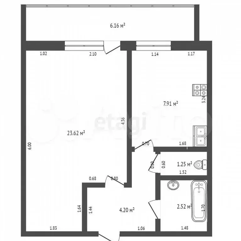 1-к. квартира, 35 м, 8/9 эт. - Фото 0