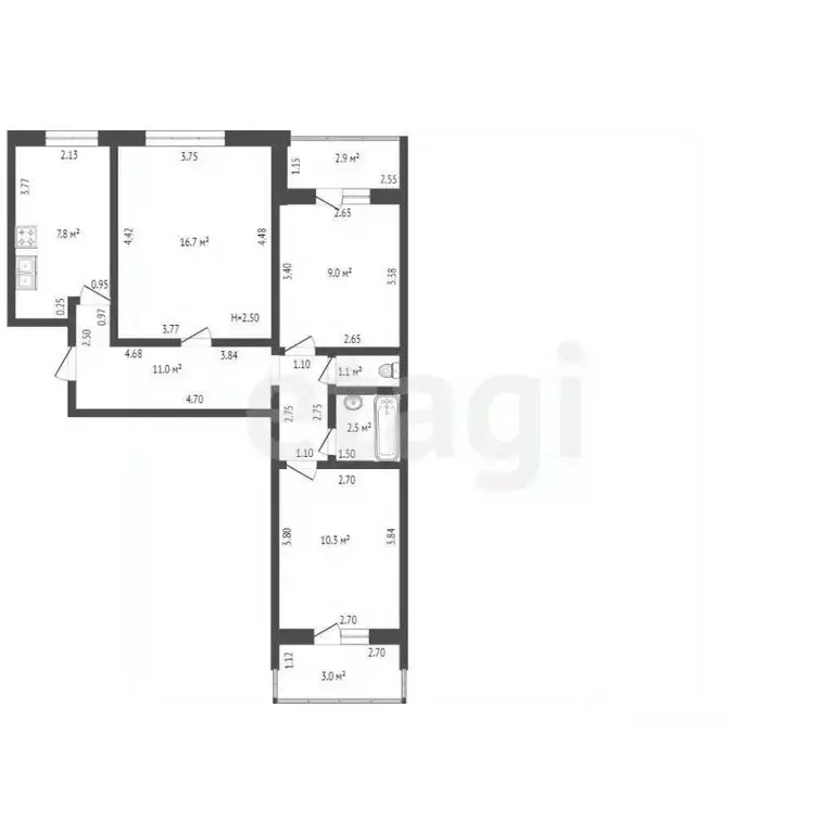 3-к кв. Башкортостан, Стерлитамак ул. Строителей, 18 (78.9 м) - Фото 2