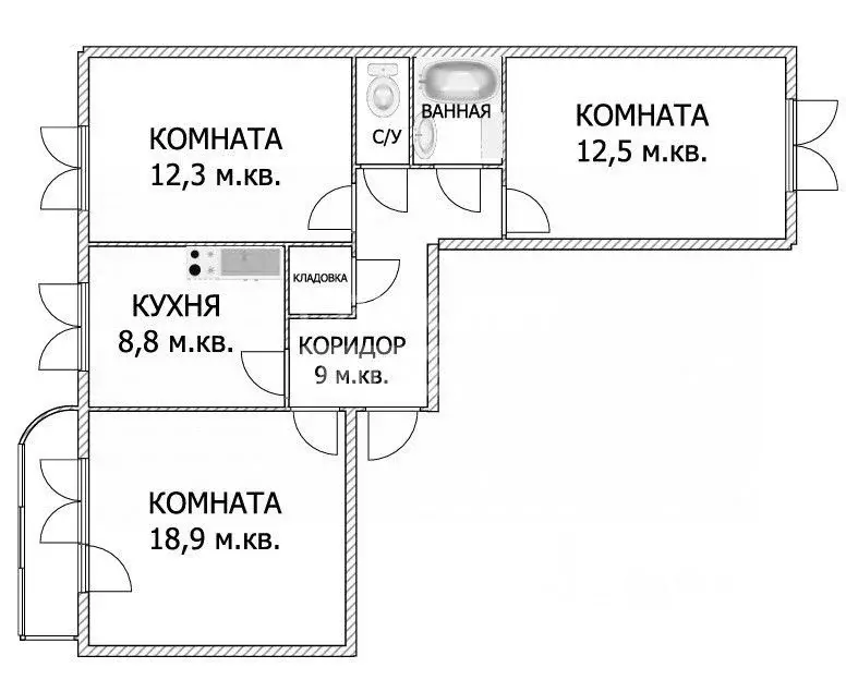 3-к кв. Пермский край, Пермь ул. Генерала Панфилова, 6/1 (66.6 м) - Фото 2
