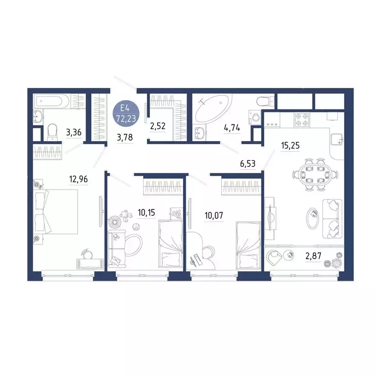 3-комнатная квартира: село Дядьково, 2-й Бульварный проезд, 8 (72.23 ... - Фото 2