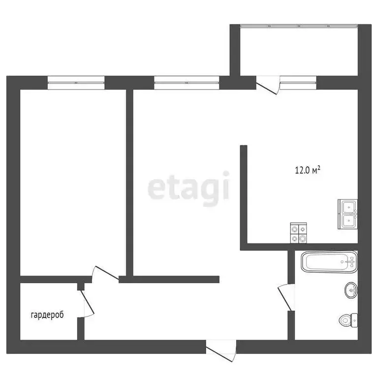 2-комнатная квартира: Чита, улица Токмакова, 45 (61 м) - Фото 0