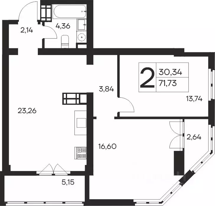 2-к кв. Крым, Ялта Ай-Петри жилой комплекс (71.73 м) - Фото 1
