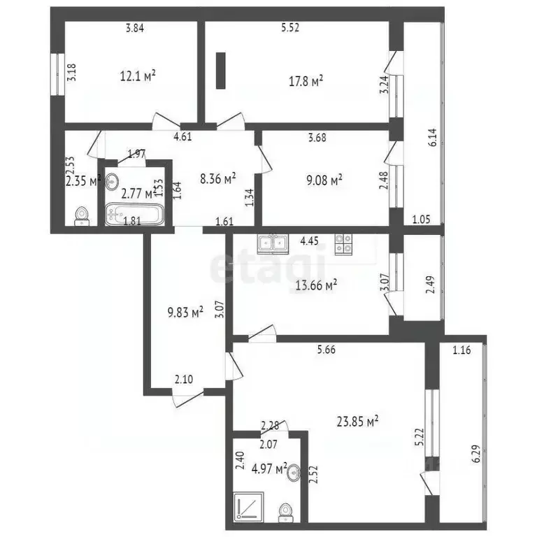 4-к кв. Ульяновская область, Ульяновск ул. Радищева, 151 (104.8 м) - Фото 2