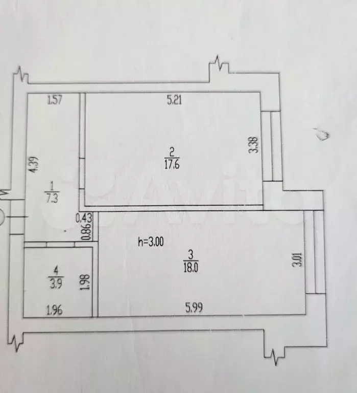 1-к. квартира, 46 м, 2/3 эт. - Фото 0