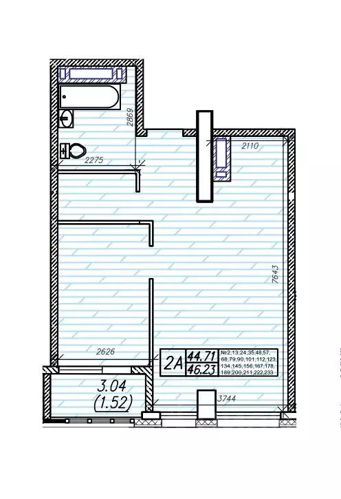 2-к кв. Приморский край, Владивосток Суприм жилой комплекс (46.23 м) - Фото 0