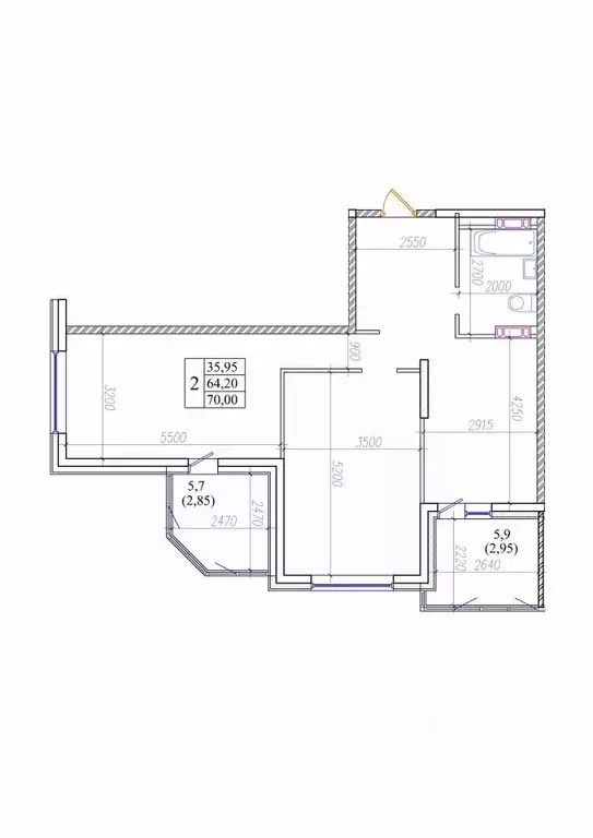 2-к кв. Приморский край, Владивосток ул. Архангельская, 27к1 (64.2 м) - Фото 0