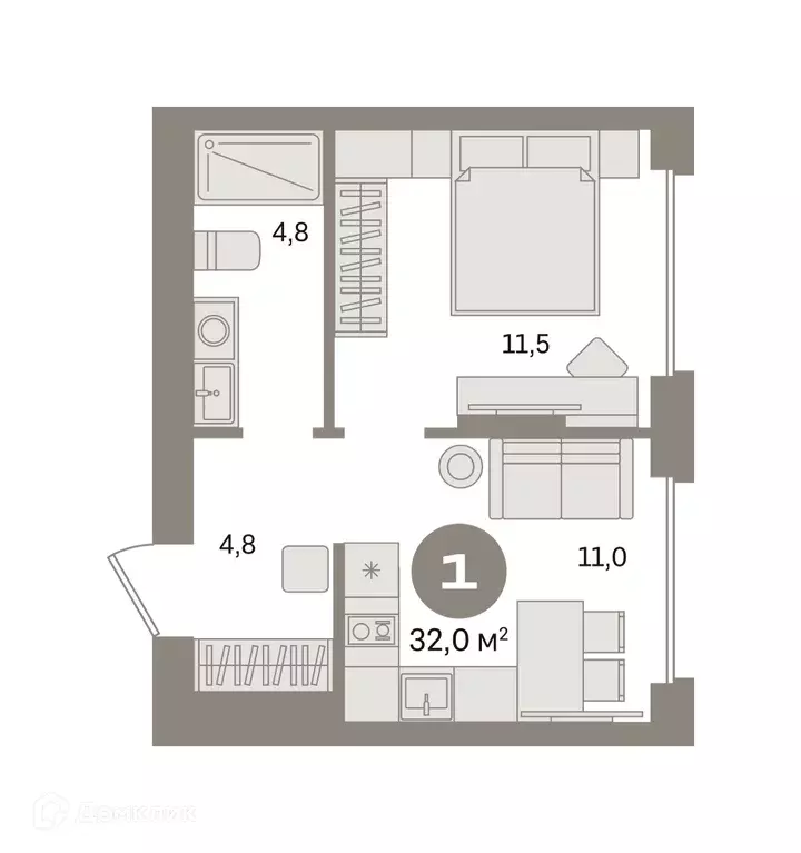 Продаётся 1-к квартира, 32 м - Фото 0