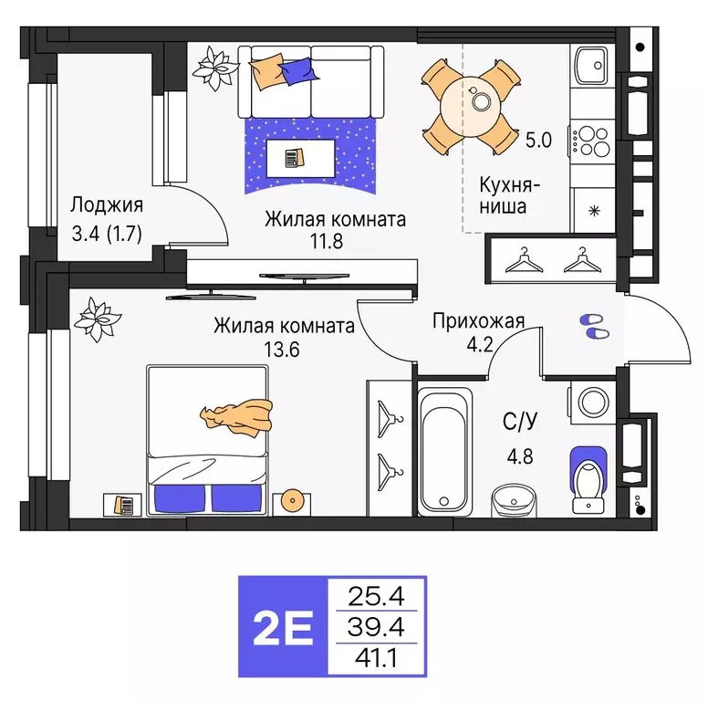 2-к кв. Пермский край, Пермь ул. Карла Модераха, 7 (41.1 м) - Фото 1