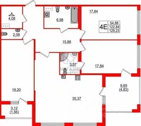 3-к кв. Санкт-Петербург Петровский просп., 22к2 (129.0 м) - Фото 2