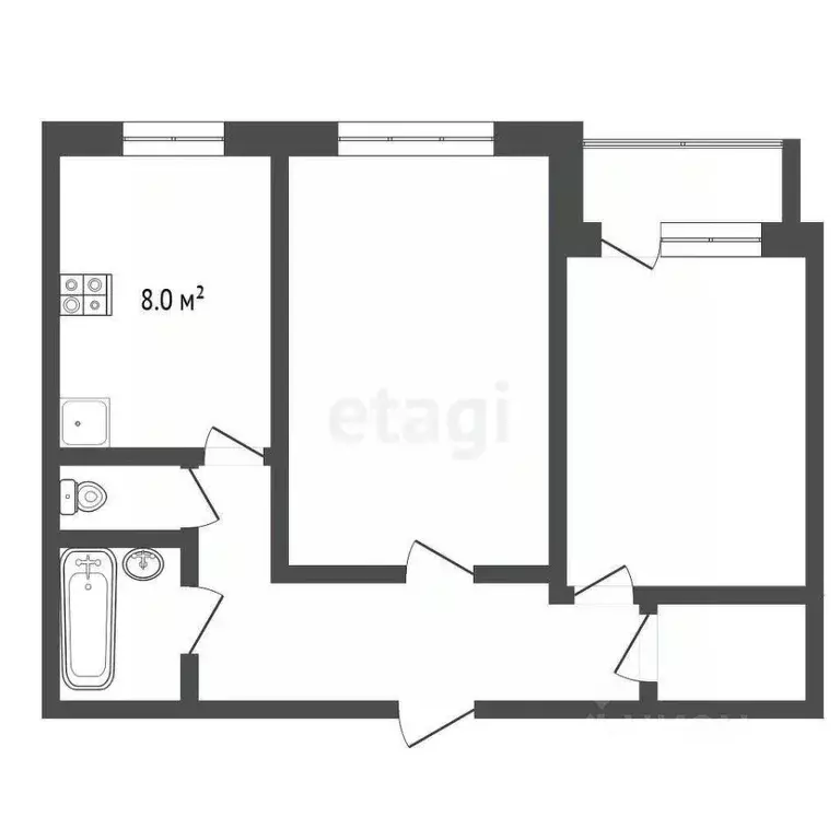 2-к кв. Татарстан, Набережные Челны Московский просп., 130А (50.5 м) - Фото 1