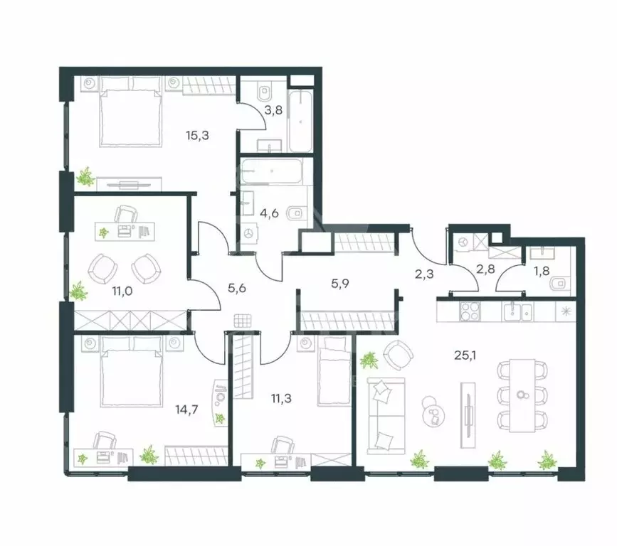 4-комнатная квартира: Москва, Дубининская улица, вл59 (104.3 м) - Фото 1