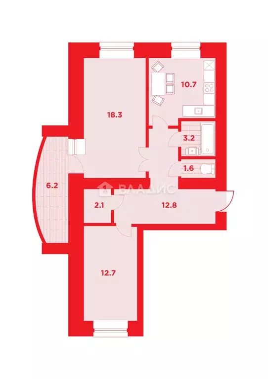 2-комнатная квартира: Благовещенск, Заводская улица, 2/4 (65.1 м) - Фото 0