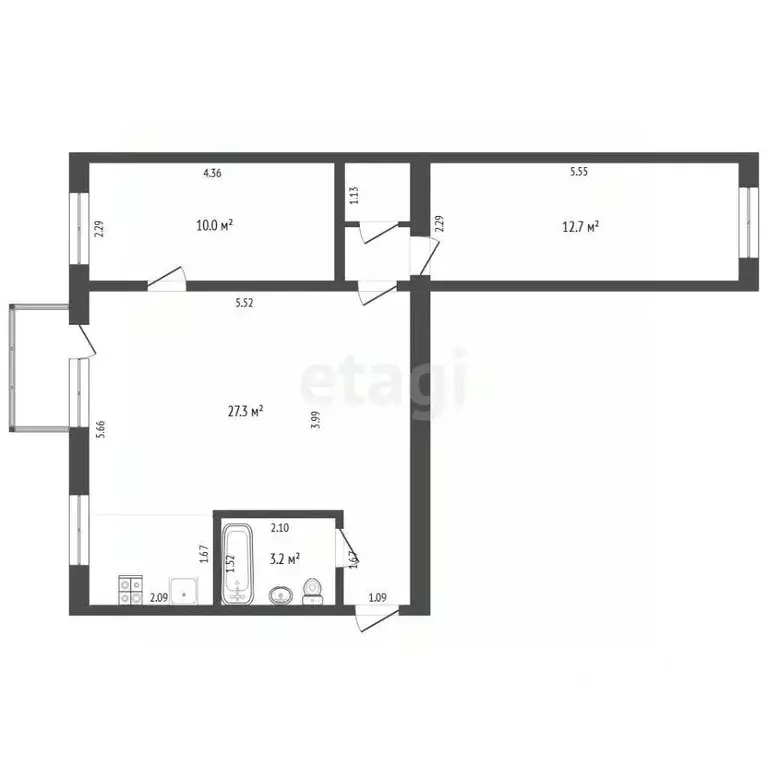 3-к кв. Тюменская область, Тюмень ул. Республики, 169 (55.6 м) - Фото 1