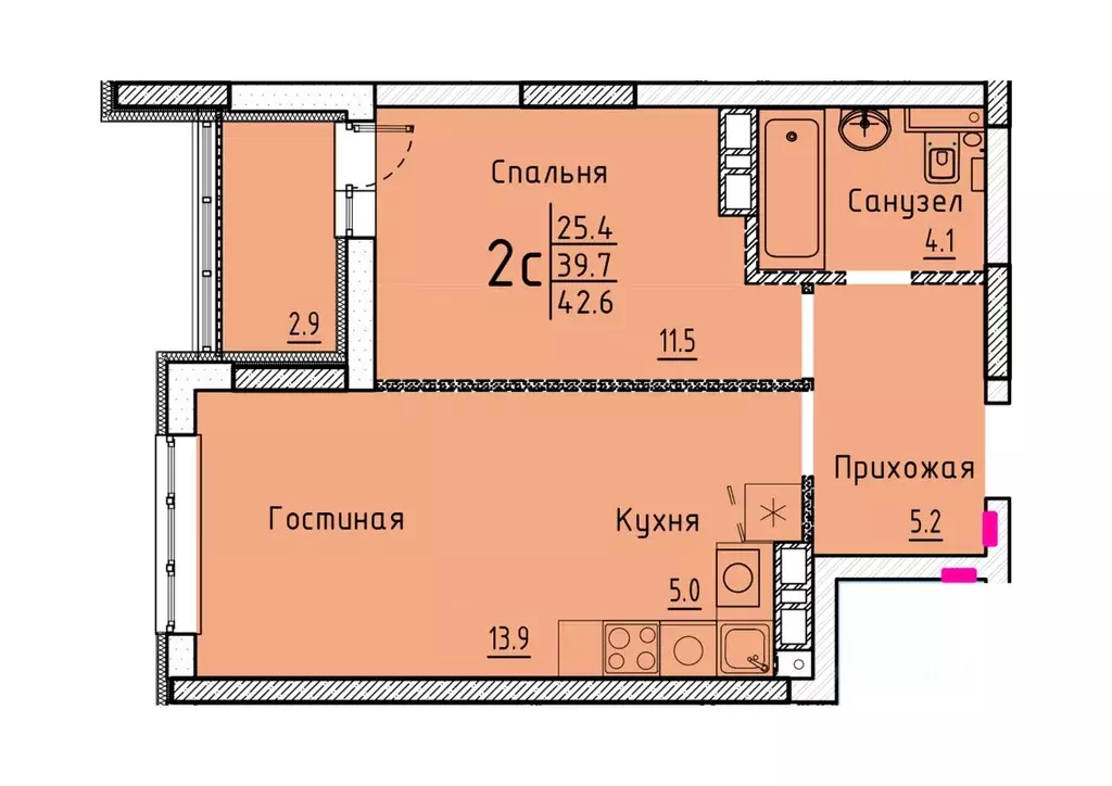 Свободной планировки кв. Саратовская область, Энгельс  (42.6 м) - Фото 0