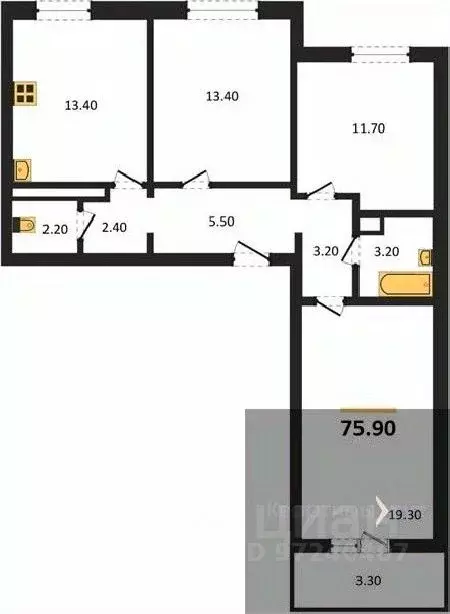 3-к кв. Воронежская область, Воронеж ул. Шидловского, 22 (75.9 м) - Фото 0