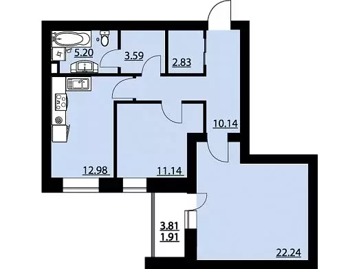 2-комнатная квартира: посёлок Солнечный, Кленовая улица, 1 (71 м) - Фото 0