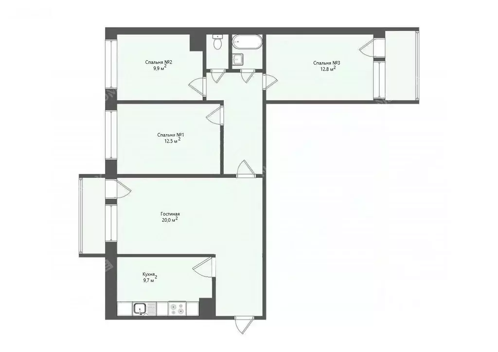 4-к кв. Санкт-Петербург Наличная ул., 36К7 (81.0 м) - Фото 2