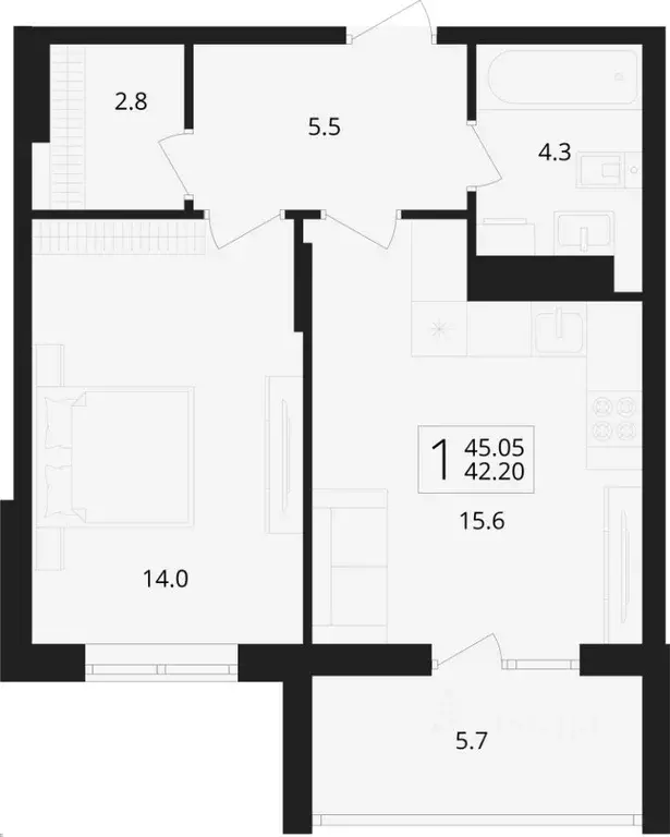 1-к кв. Брянская область, Брянский район, Снежское с/пос, пос. Путевка ... - Фото 1