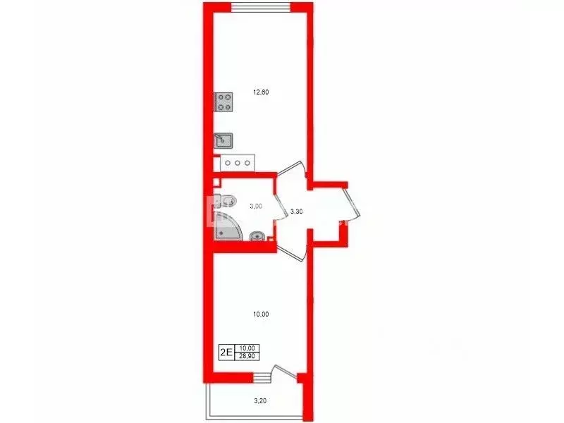 1-к кв. Санкт-Петербург дор. Муринская, 8к2 (28.9 м) - Фото 2