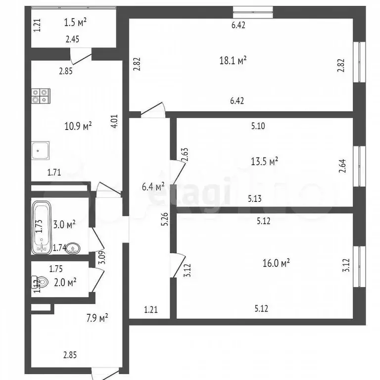 3-к. квартира, 80 м, 8/11 эт. - Фото 0