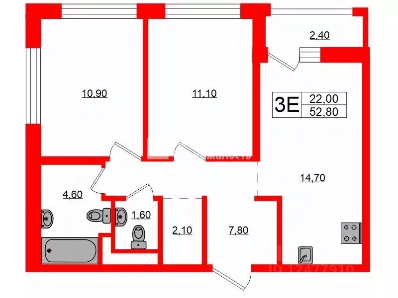 2-к кв. Санкт-Петербург пос. Парголово, дор. Михайловская, 16к3 (52.8 ... - Фото 1