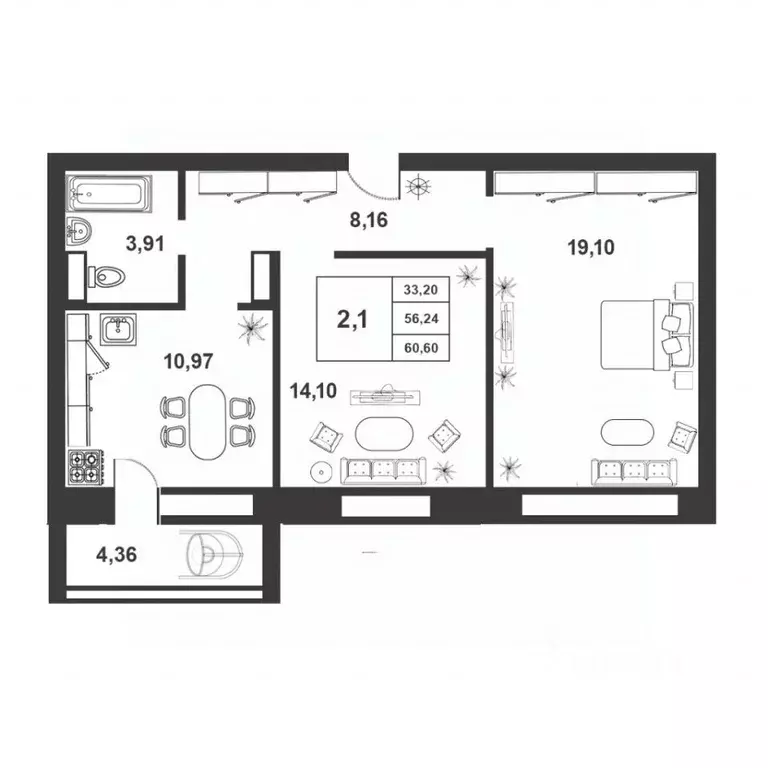 2-к кв. Новгородская область, Великий Новгород ул. Королева, 22к1 ... - Фото 0