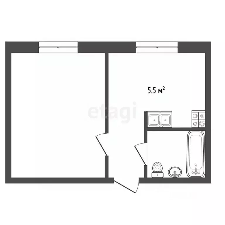 1-к кв. Самарская область, Самара ул. Гагарина, 141А (24.1 м) - Фото 2