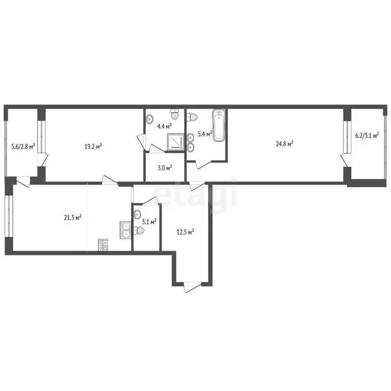 2-комнатная квартира: Калининград, улица Молодой Гвардии, 34 (99.8 м) - Фото 1