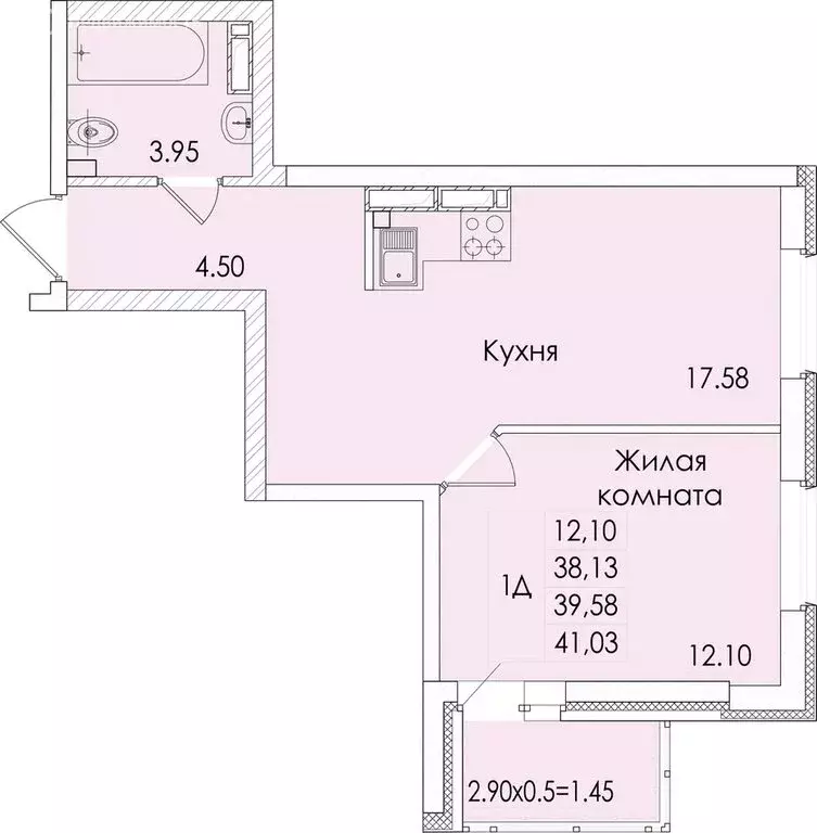 1-комнатная квартира: Ростов-на-Дону, проспект Сиверса, 12Д (39.58 м) - Фото 0