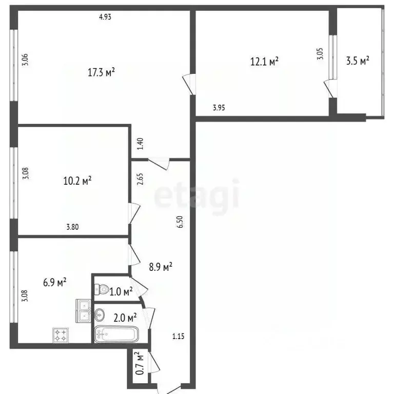 3-к кв. Санкт-Петербург ул. Шотмана, 18 (59.0 м) - Фото 1