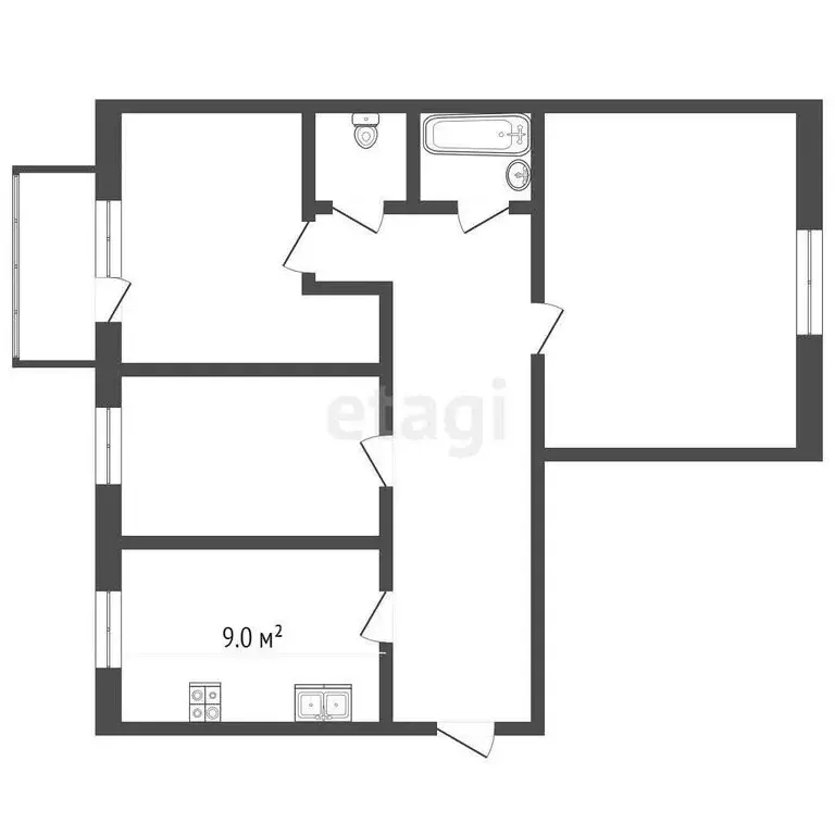 3-комнатная квартира: Саранск, Республиканская улица, 98 (58 м) - Фото 0